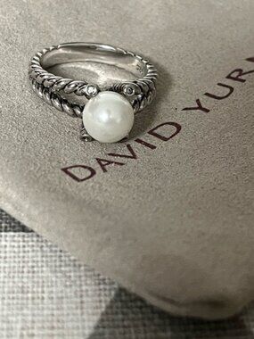 David Yurman Silver Pearl Ring sz7